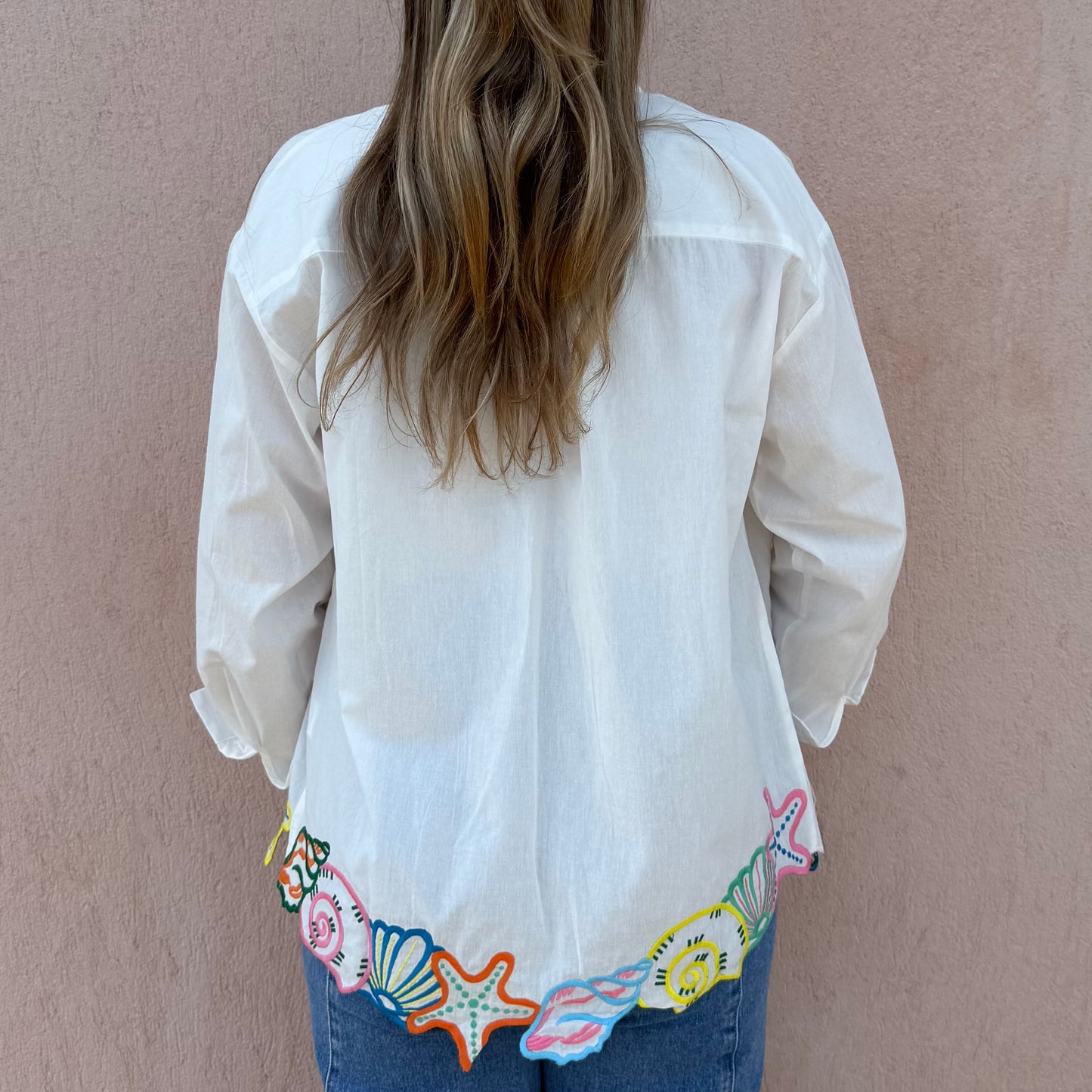 Chemise coquillages blanche