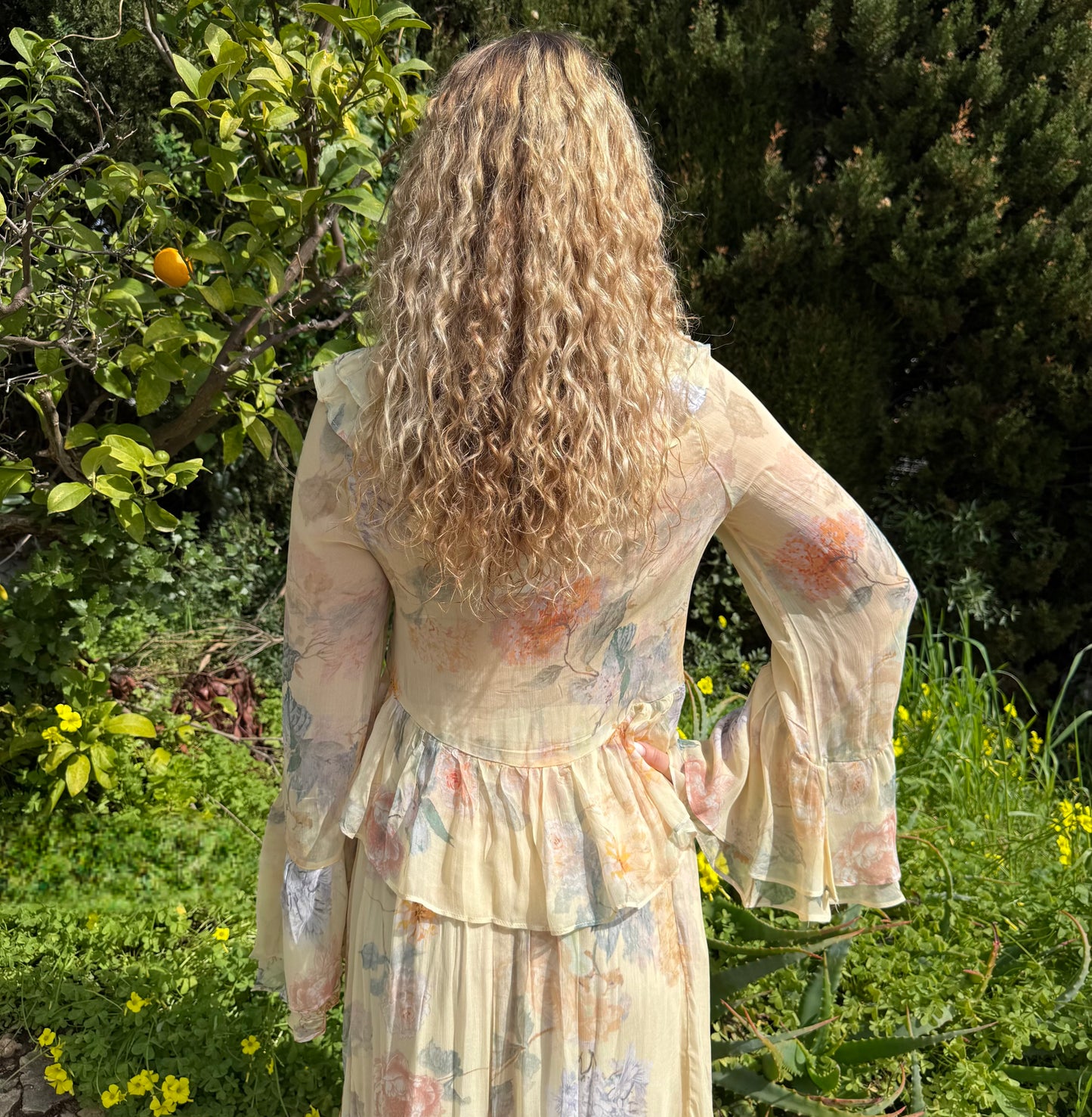 Chemise fleurie jaune