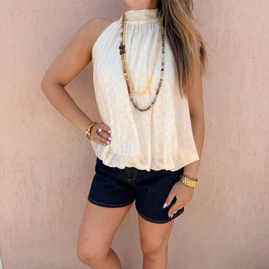 Top à pois jaune