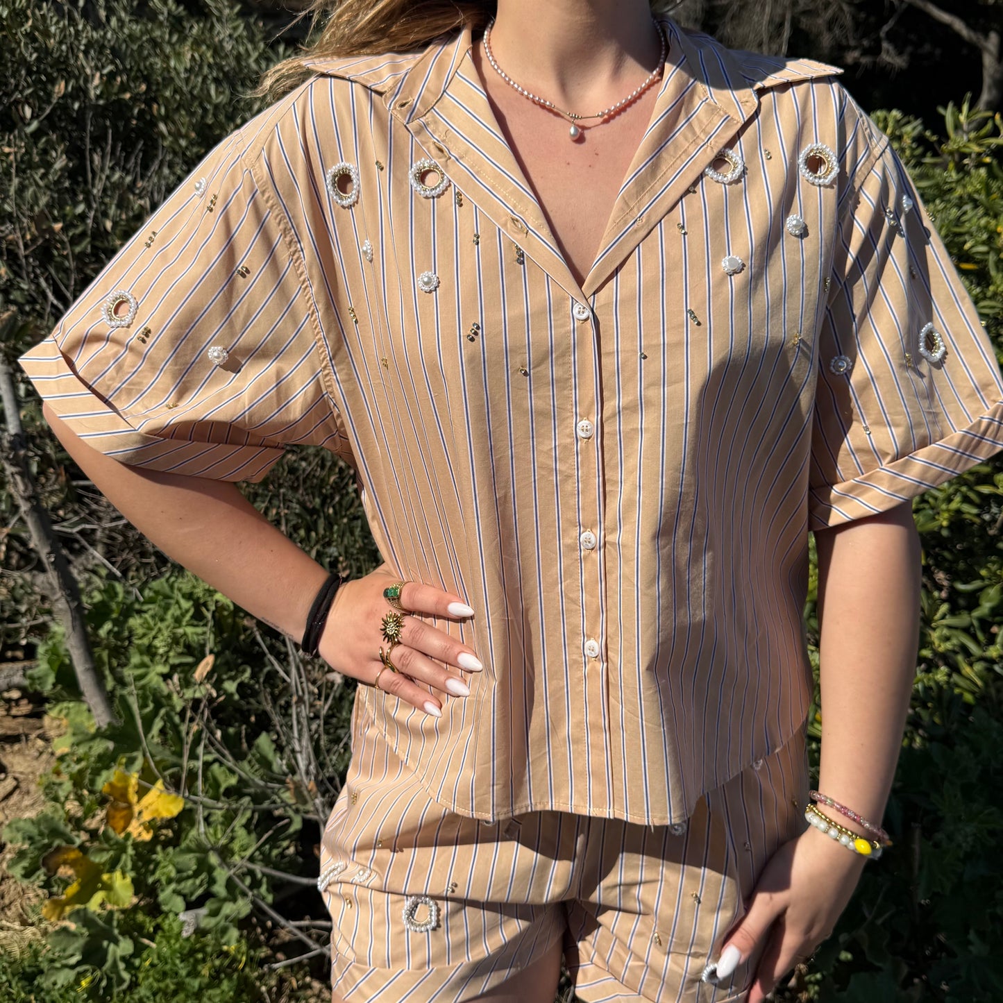 Chemise perles