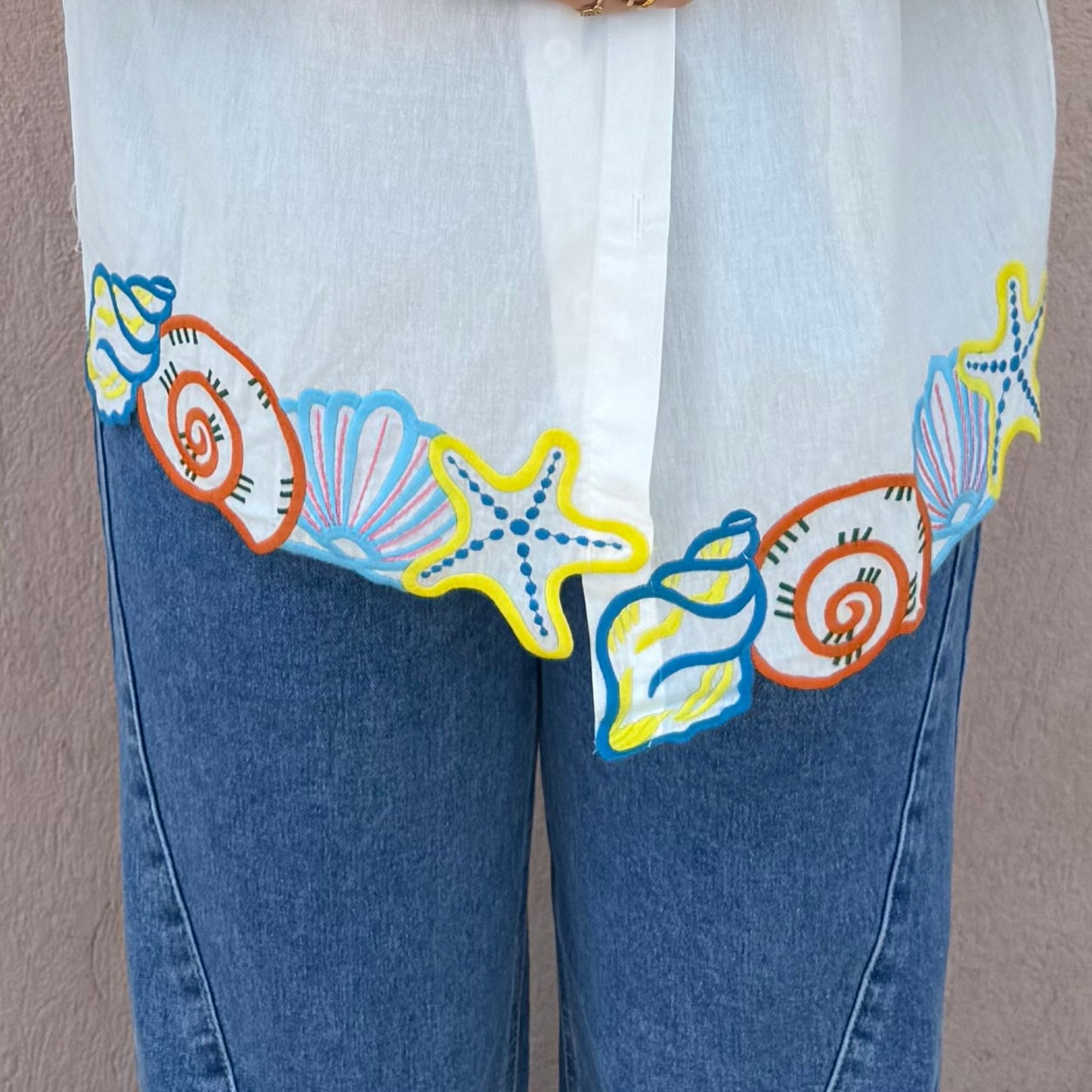 Chemise coquillages blanche