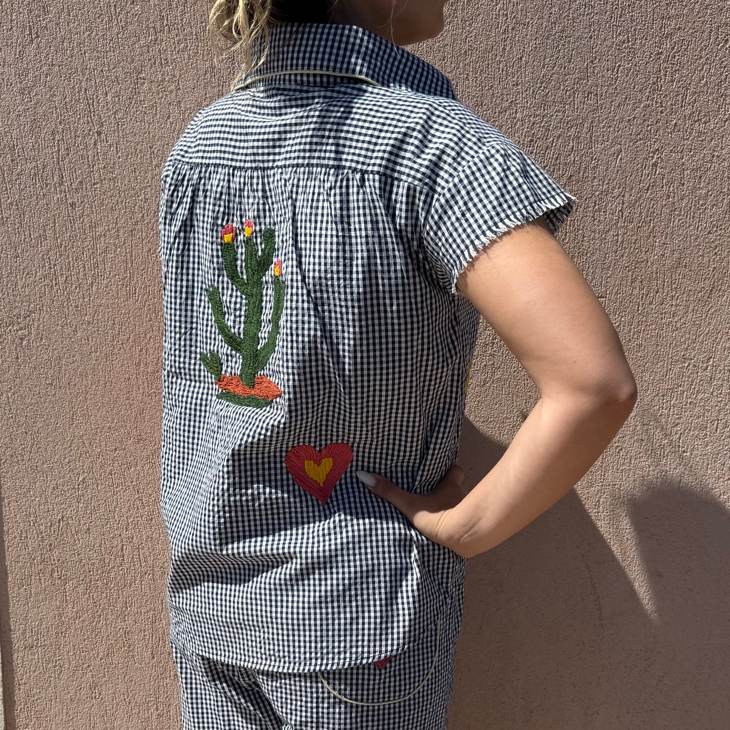 Chemise vichy brodée