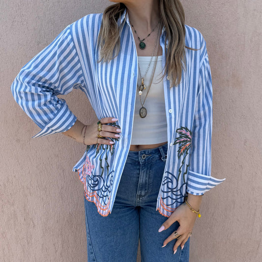 Chemise rayée bleue