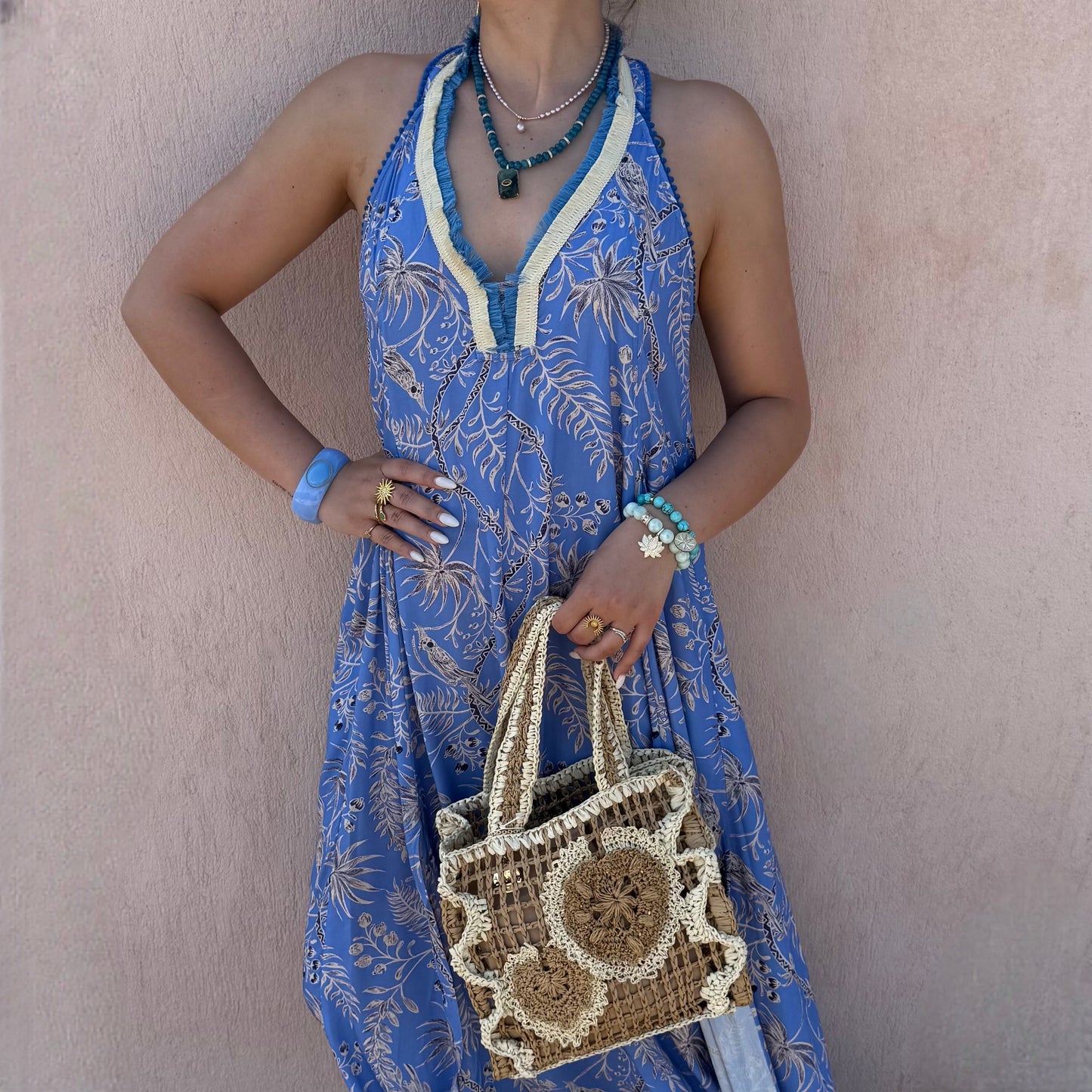 Robe imprimée bleue