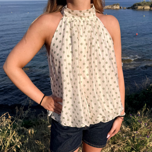 Top à pois vert