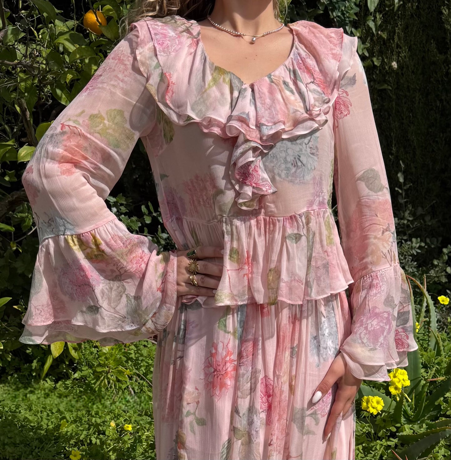 Chemise fleurie rose