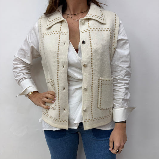 Veste sans manches écrue