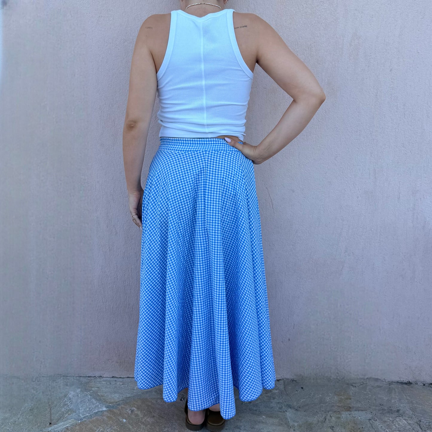 Jupe Vichy bleu ciel