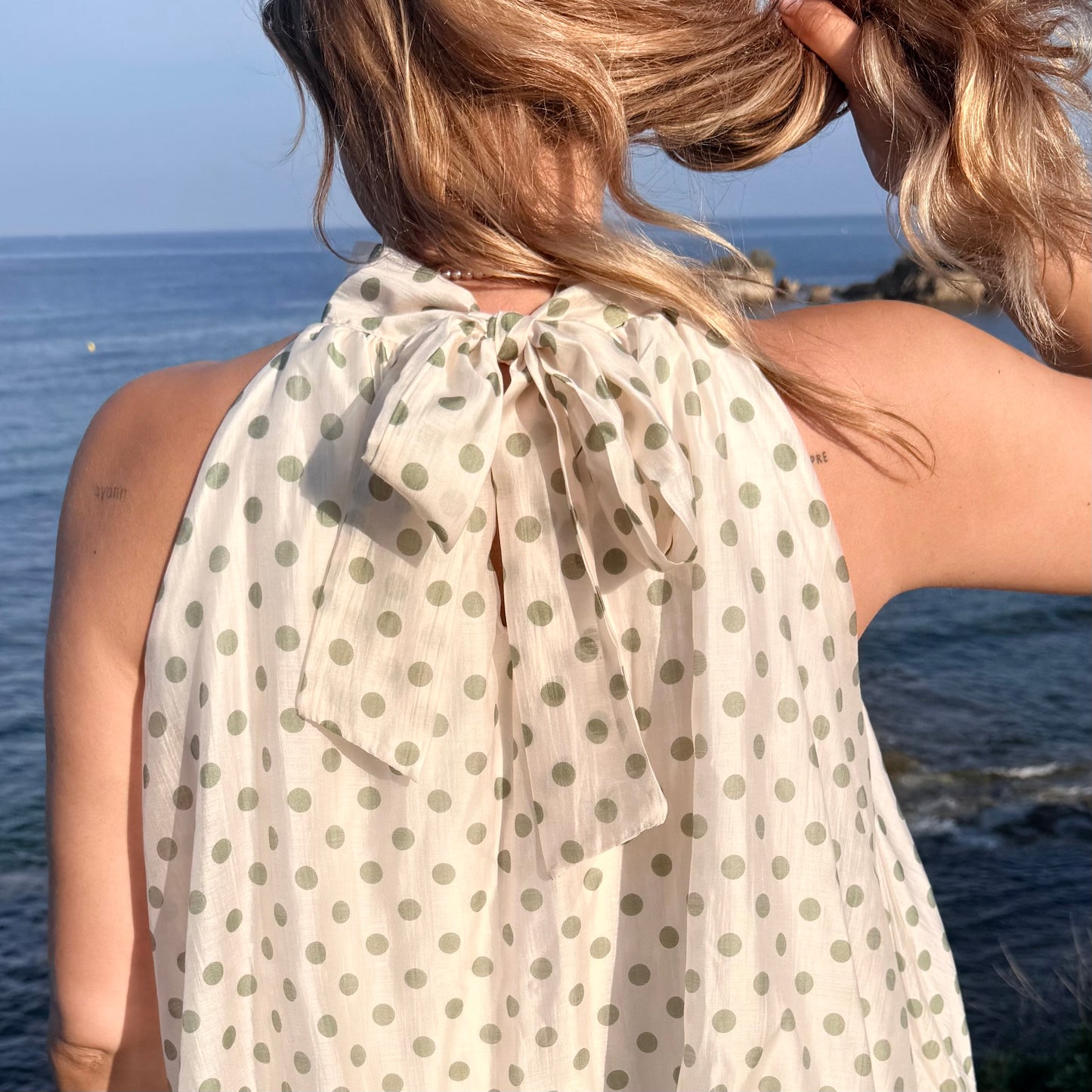 Top à pois vert