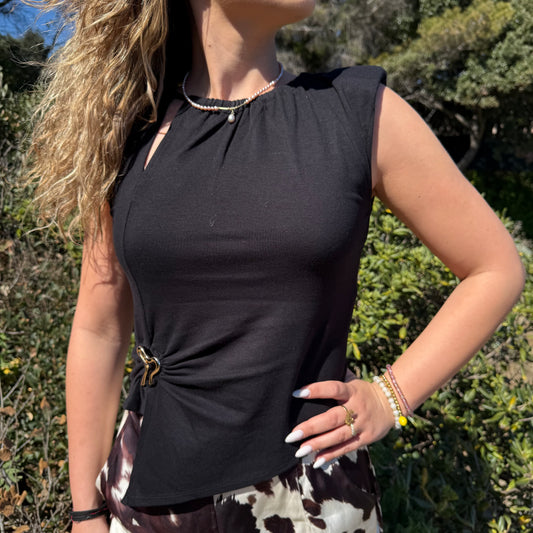 Top asymétrique noir