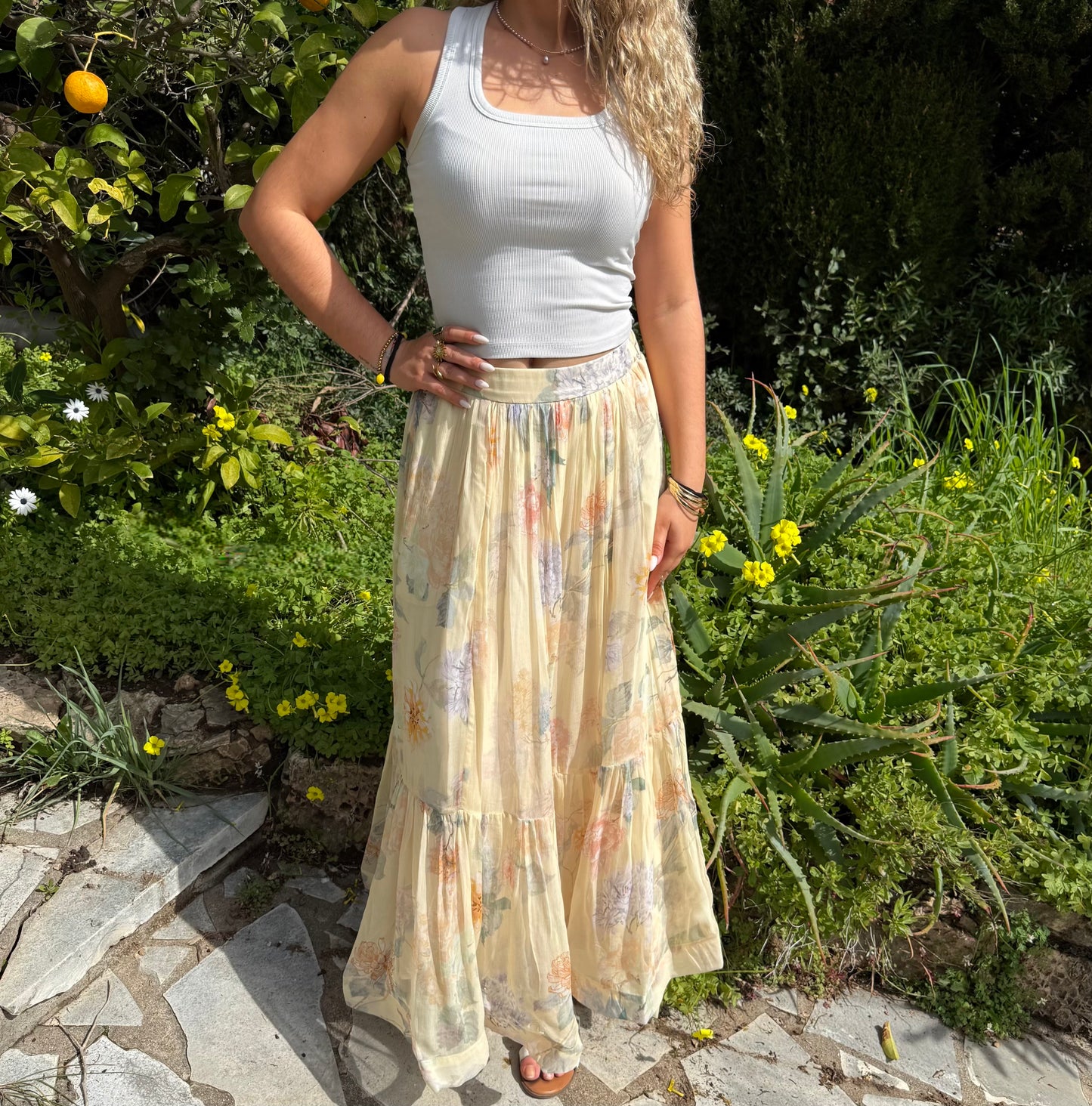 Jupe fleuri jaune