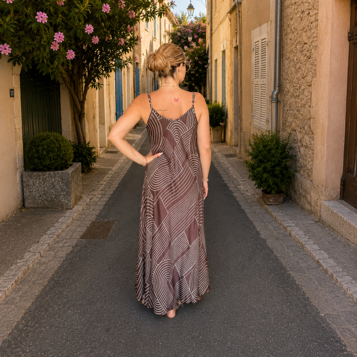 Robe rayée chocolat