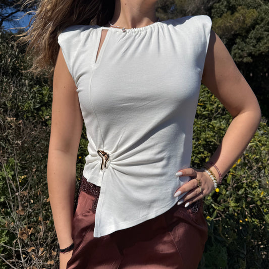 Top asymétrique blanc