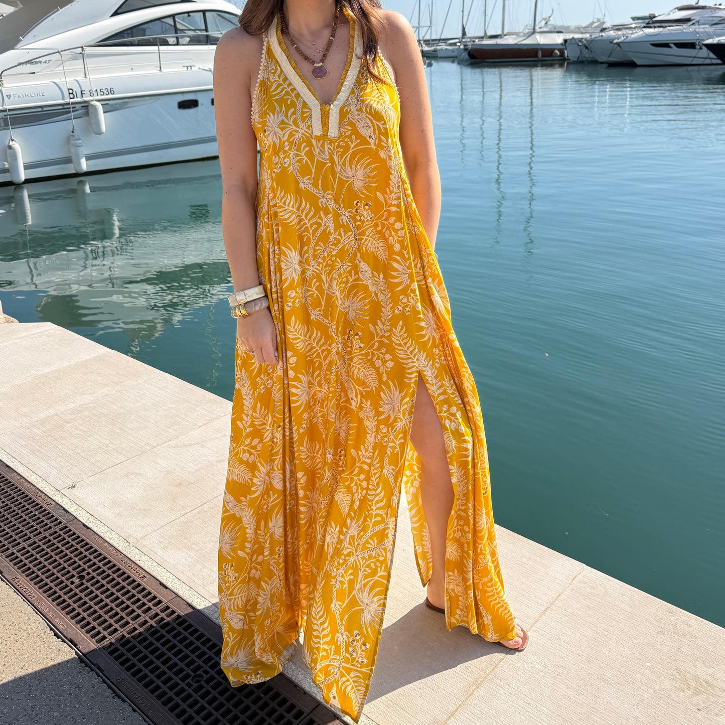 Robe imprimée jaune