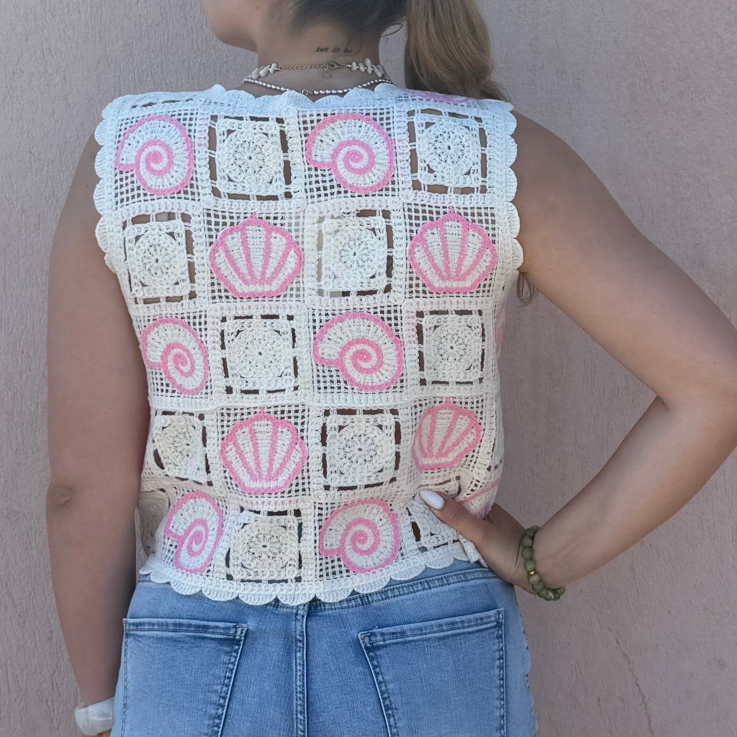 Haut crochet rose
