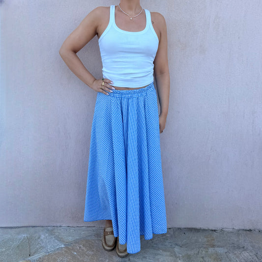 Jupe Vichy bleu ciel