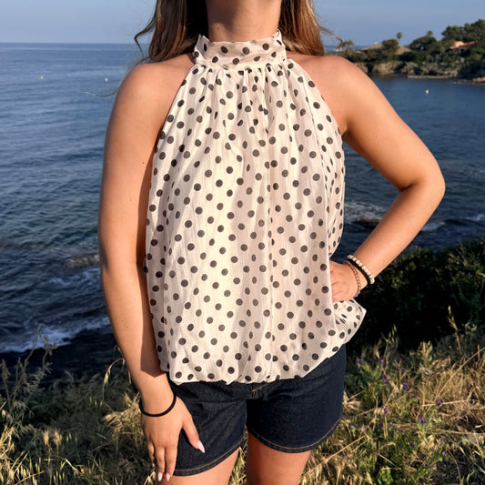Top à pois noir
