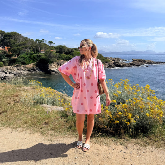 Robe à pois rose