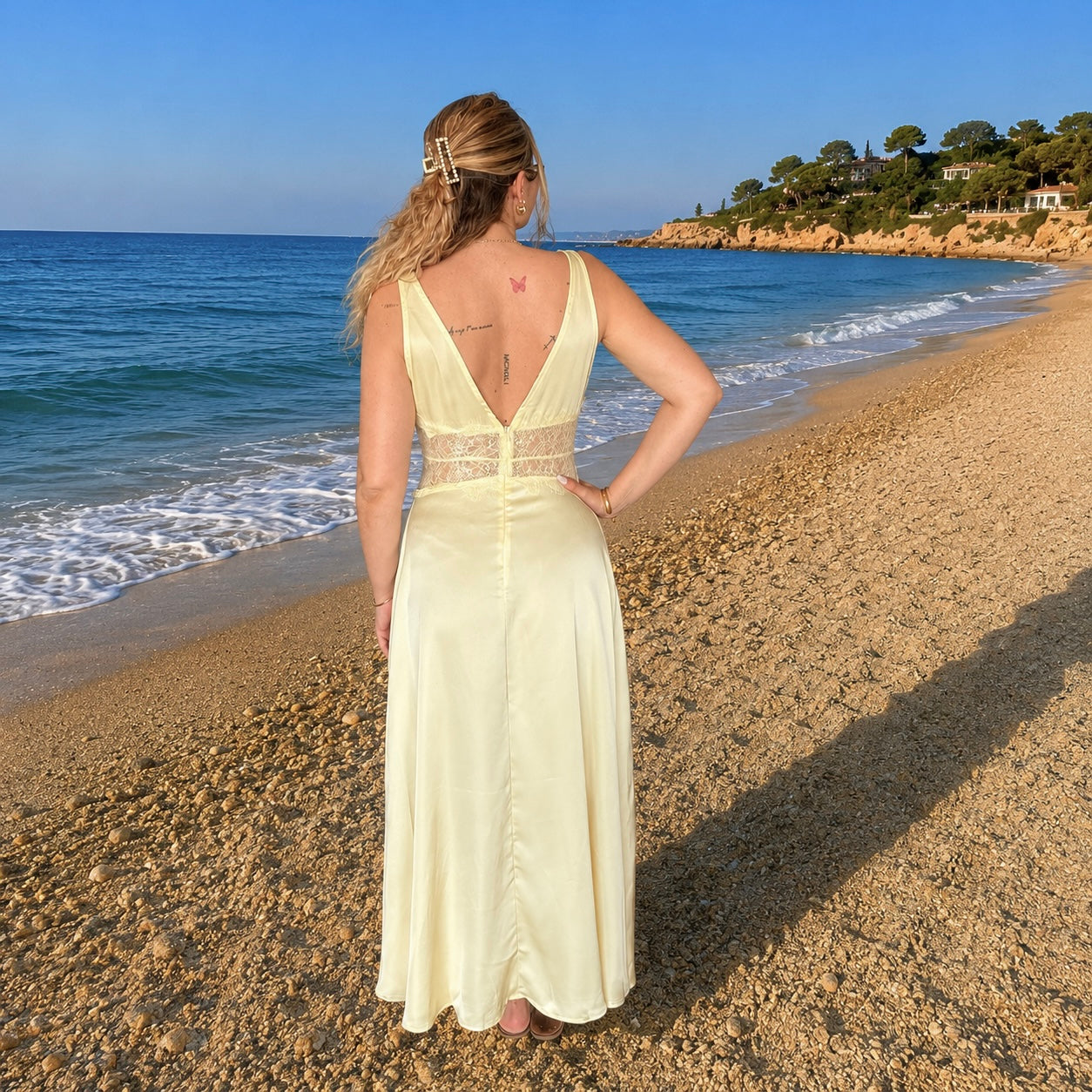 Robe longue jaune