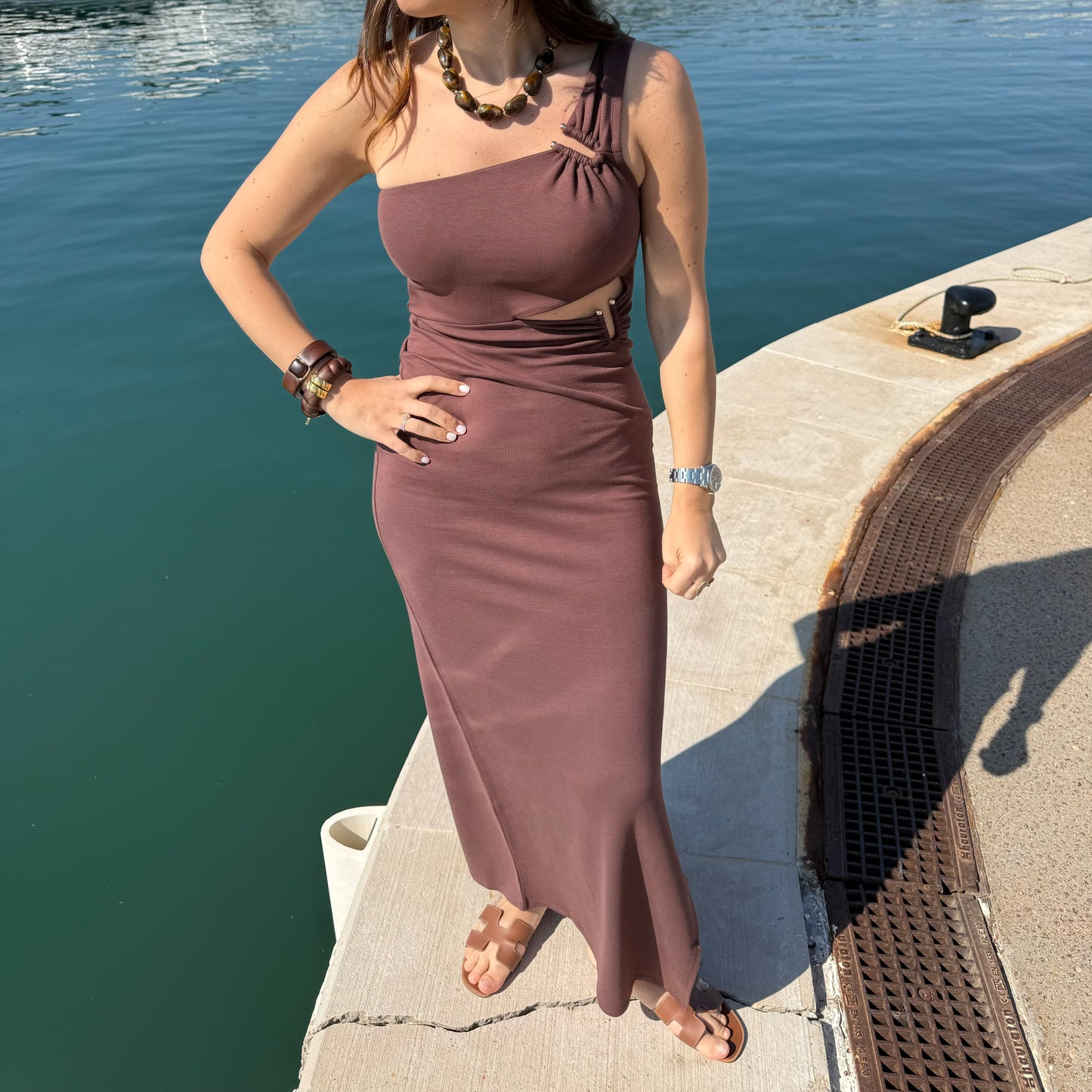 Robe structurée marron