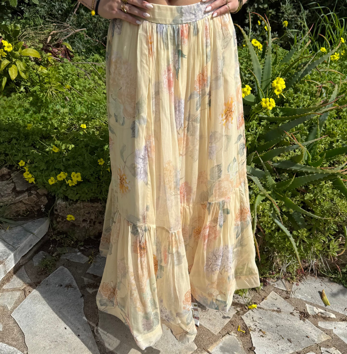 Jupe fleuri jaune