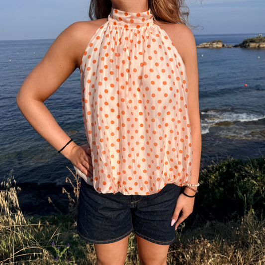 Top à pois orange
