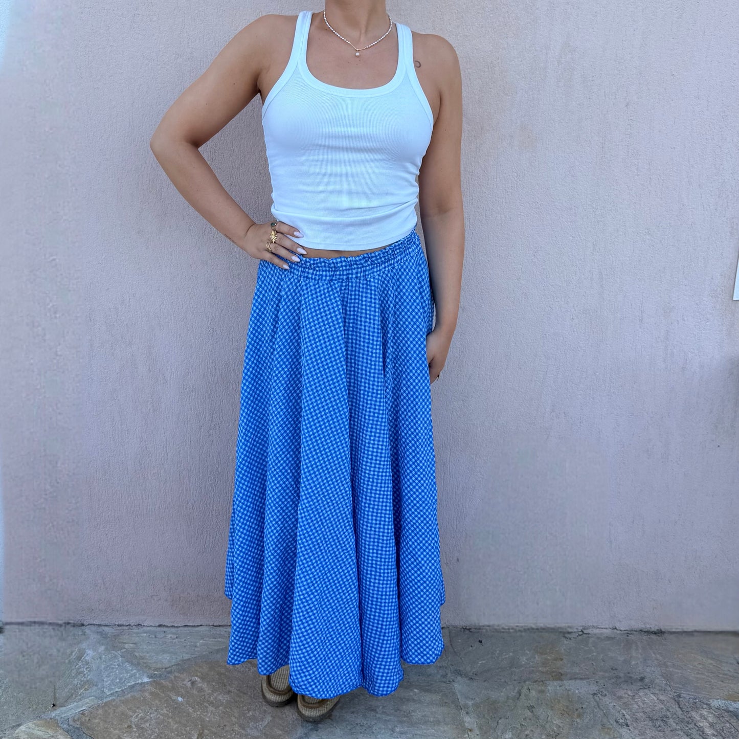 Jupe Vichy bleue