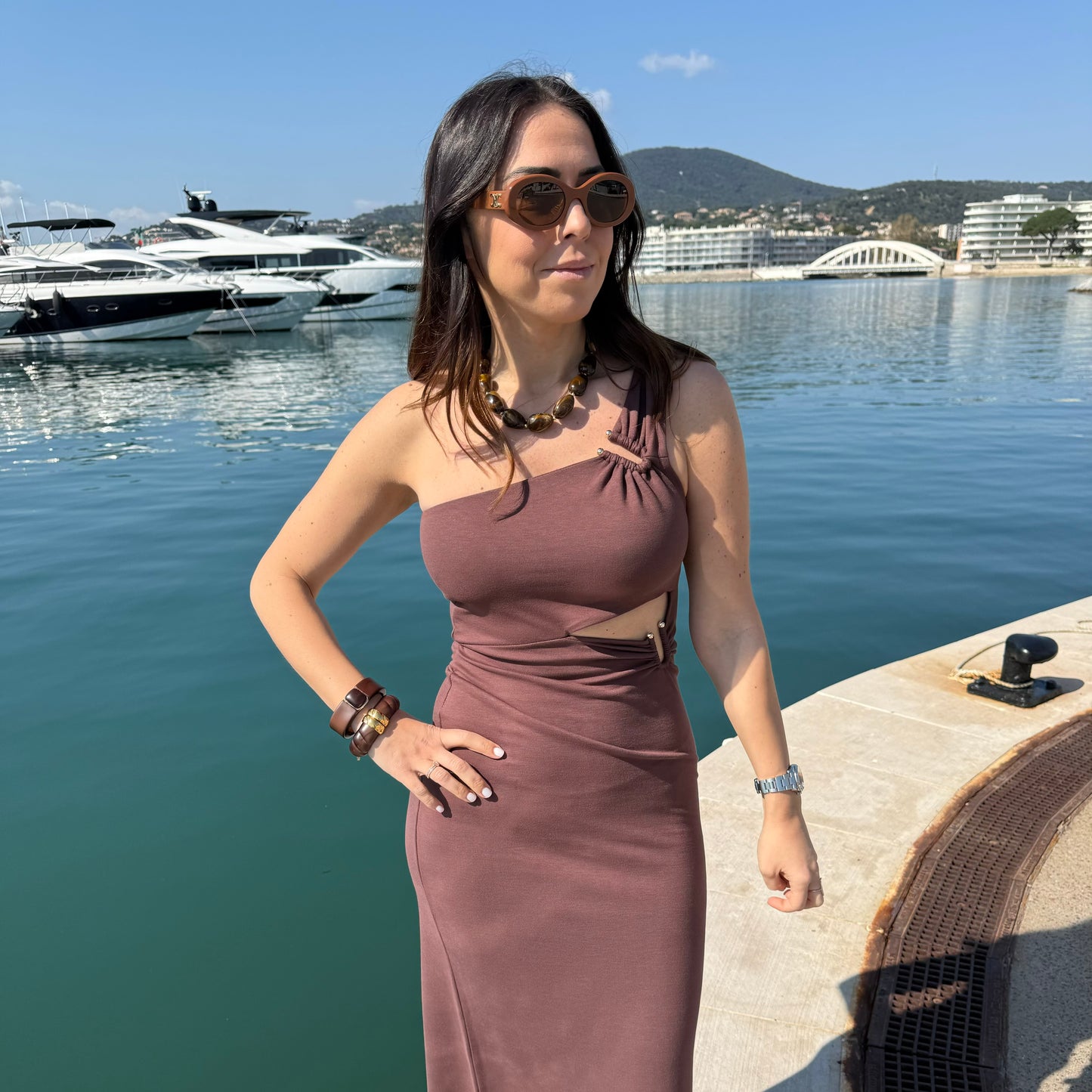 Robe structurée marron