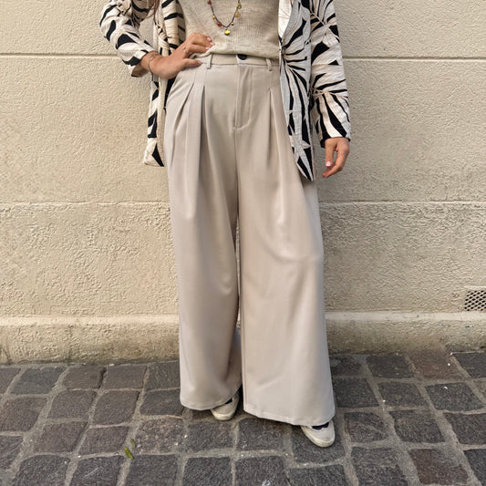Pantalon à pinces beige