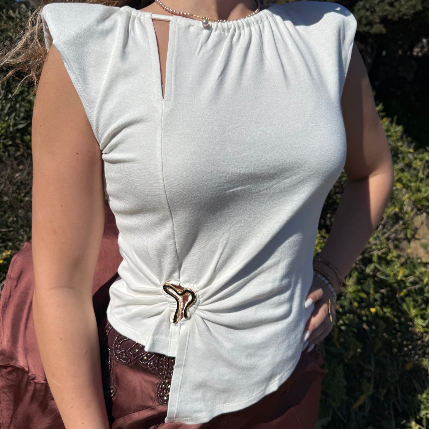 Top asymétrique blanc