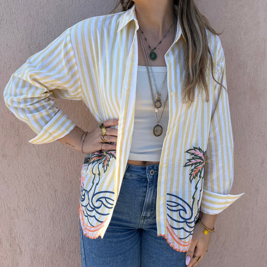 Chemise rayée jaune