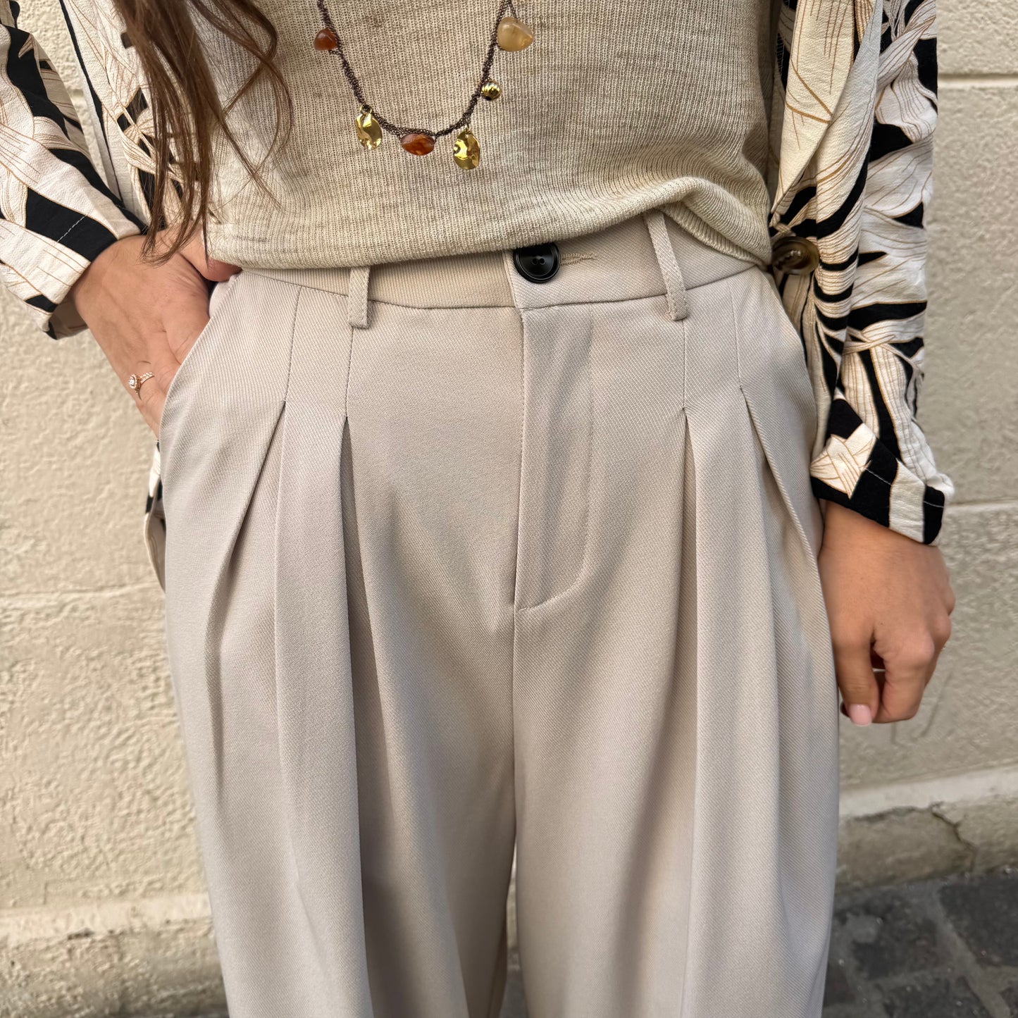 Pantalon à pinces beige