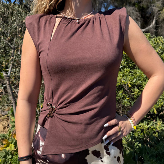 Top asymétrique chocolat