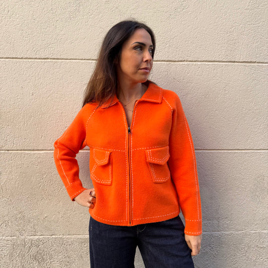 Veste à surpiqûres orange