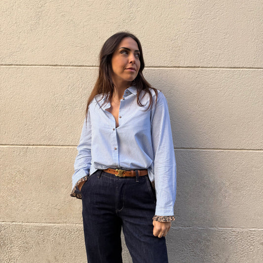 Chemise rayée léopard